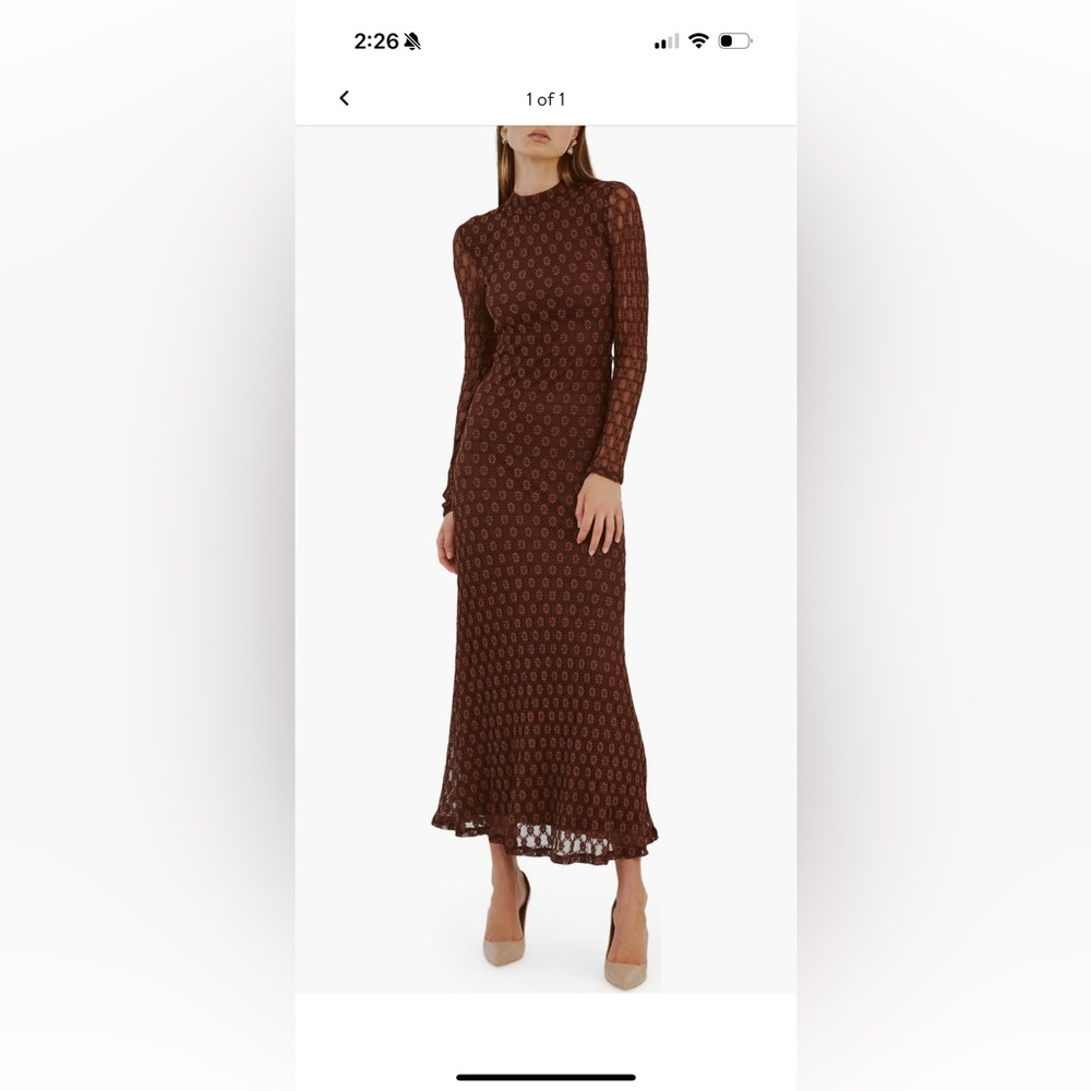 Bardot Chocolate Long Sleeve Lace Dress